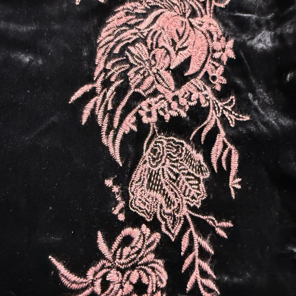 Johnny Was Workshop Vaiora Heavy Blazer Women's L Black Velvet Pink Embroidery - Picture 7 of 8
